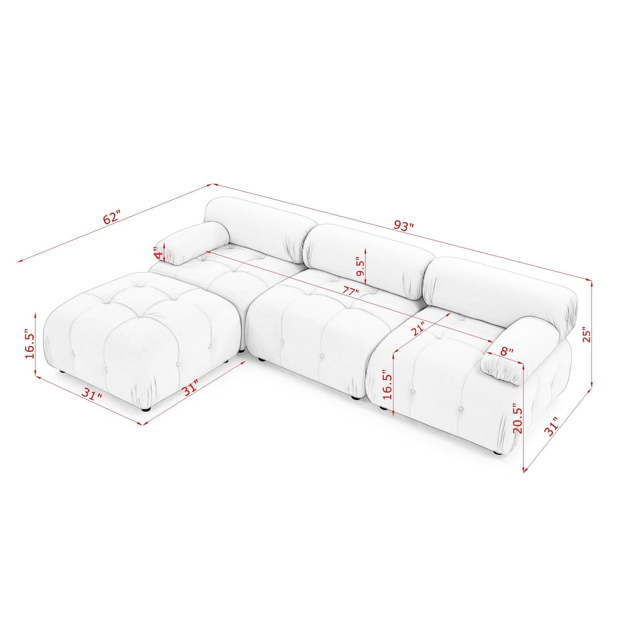 Modular Sectional Sofa, Button Tufted Designed and DIY Combination,L Shaped Couch with Reversible Ottoman - Beige Velvet