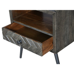 MAICOSY 25" Table Nightstand with USB, Power Outlet, Distressed Gray End Table