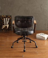 Vintage Office Chair, Top Grain Leather - Black