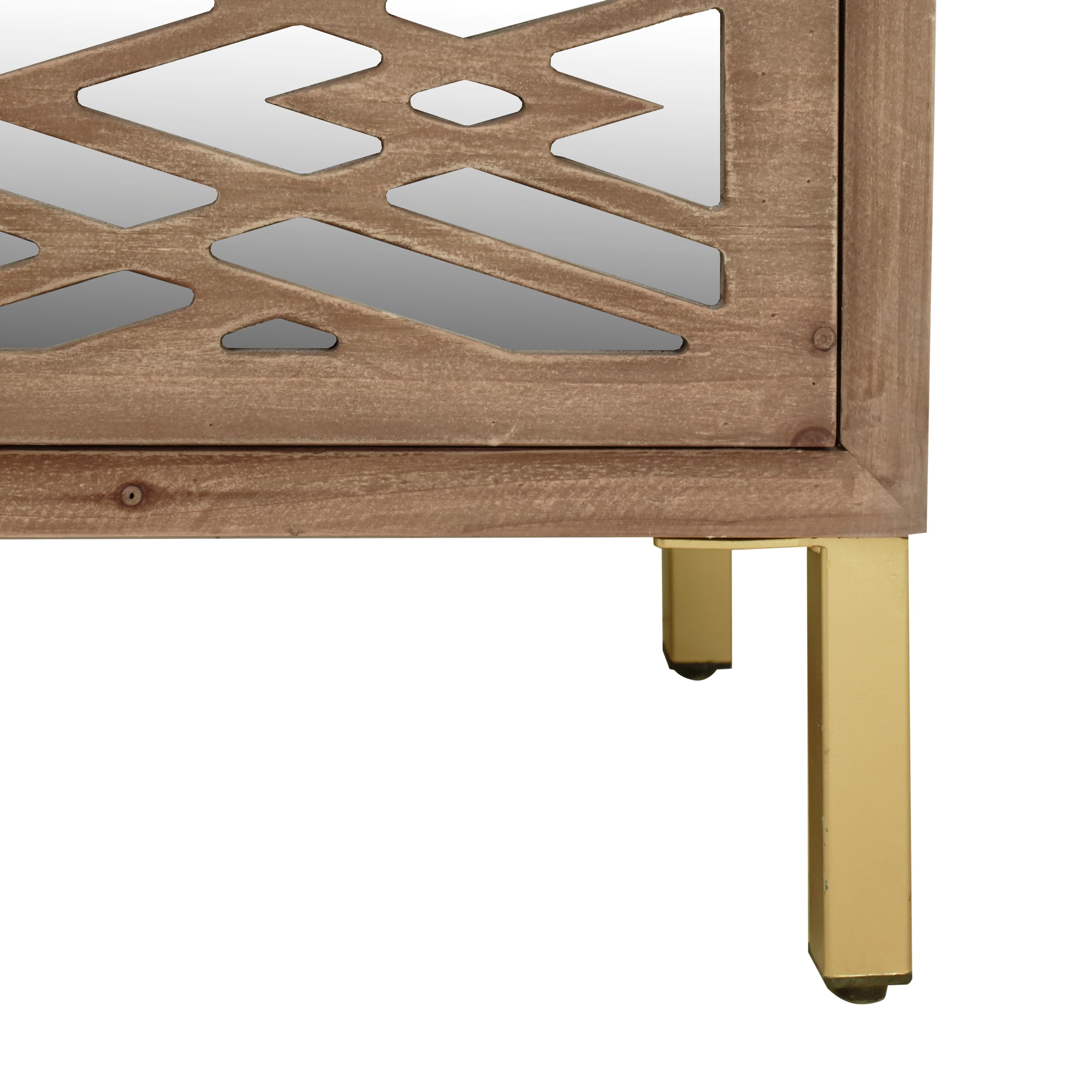 Wooden Storage Cabinet with 3 Drawers, Vintage Mirrored Cabinet - Natural