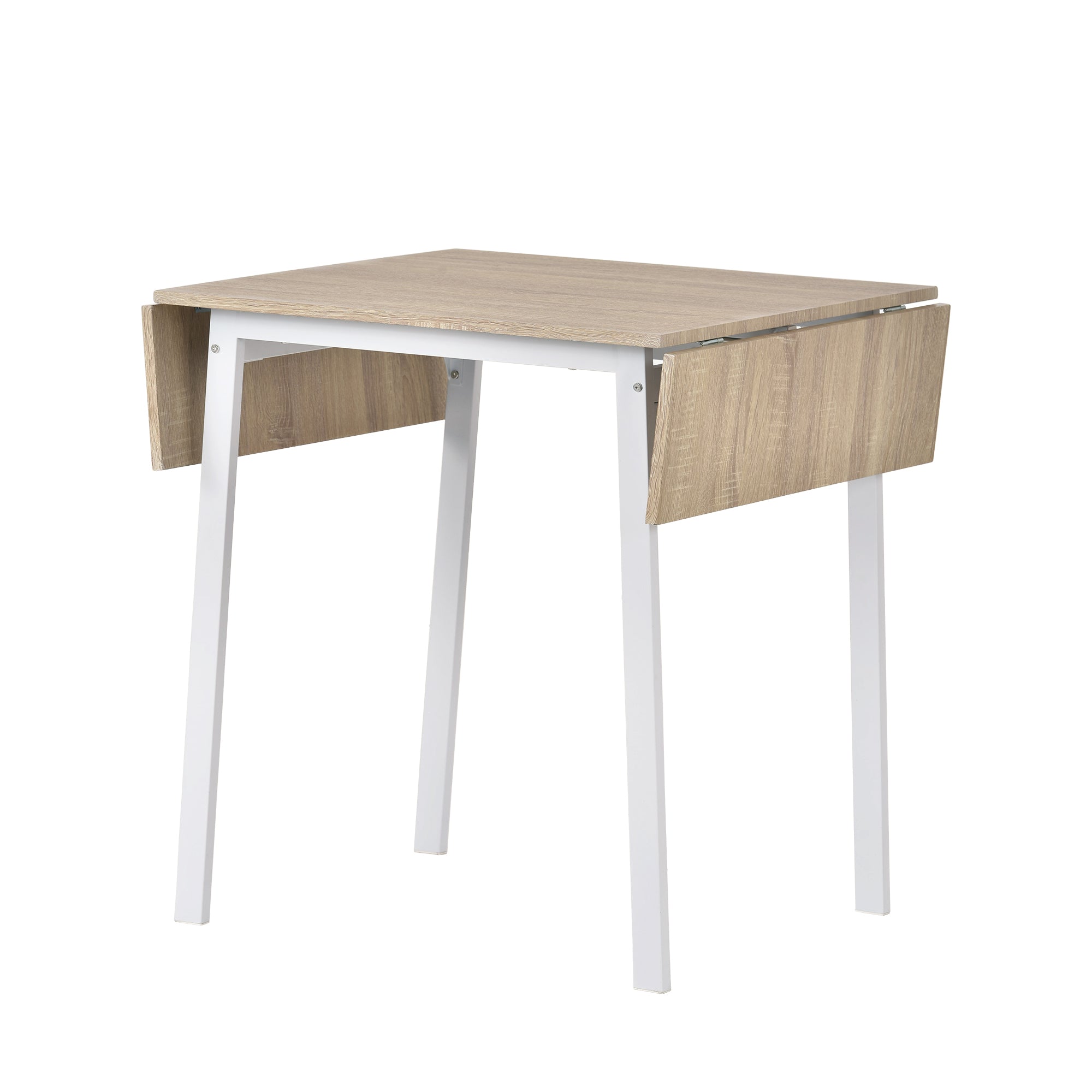 5-piece Modern Metal Dining Set with 1 Leaf Dining Table and 4 chairs - Oak Finish