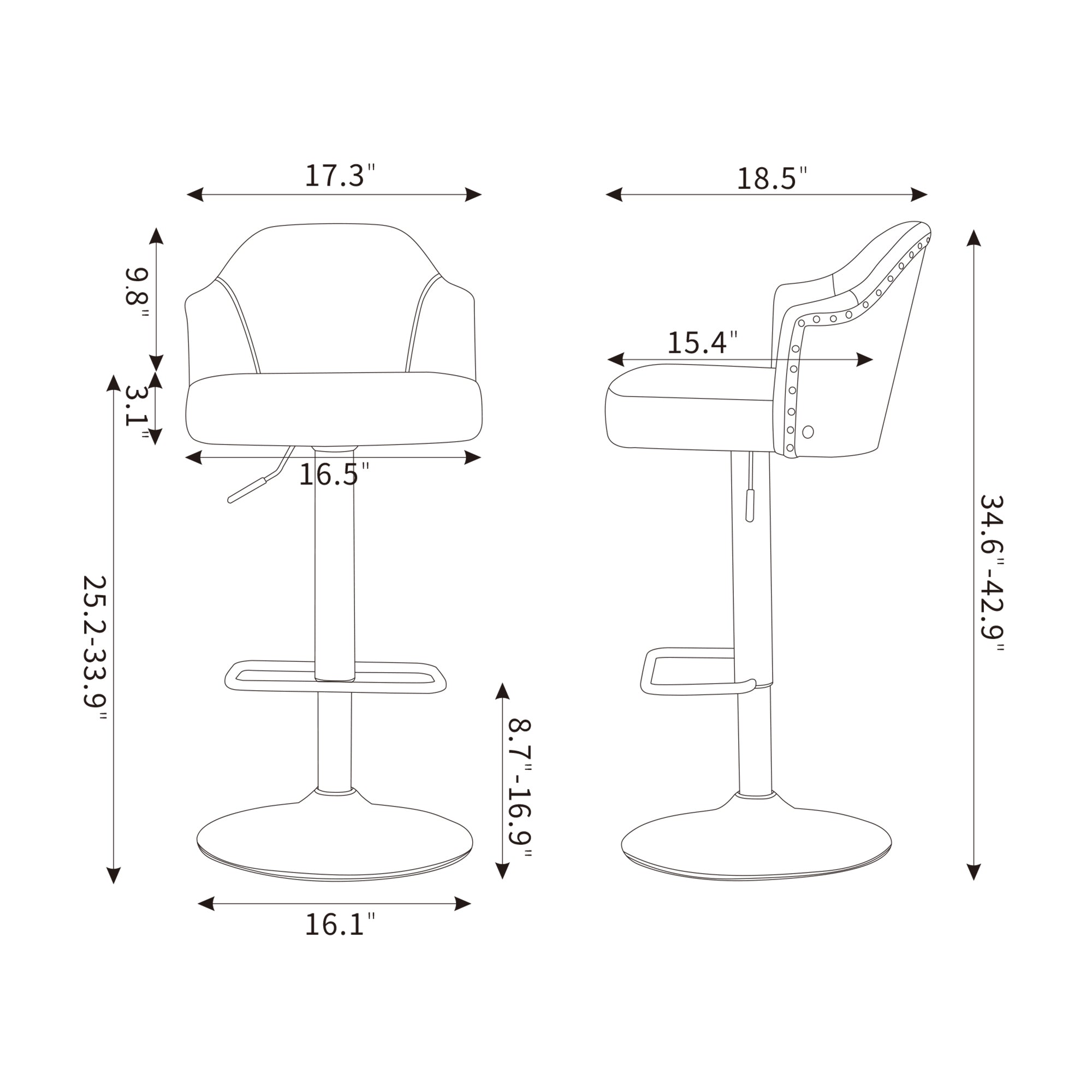 Counter Swivel Bar Stools Adjustable (Set of 2) - Beige