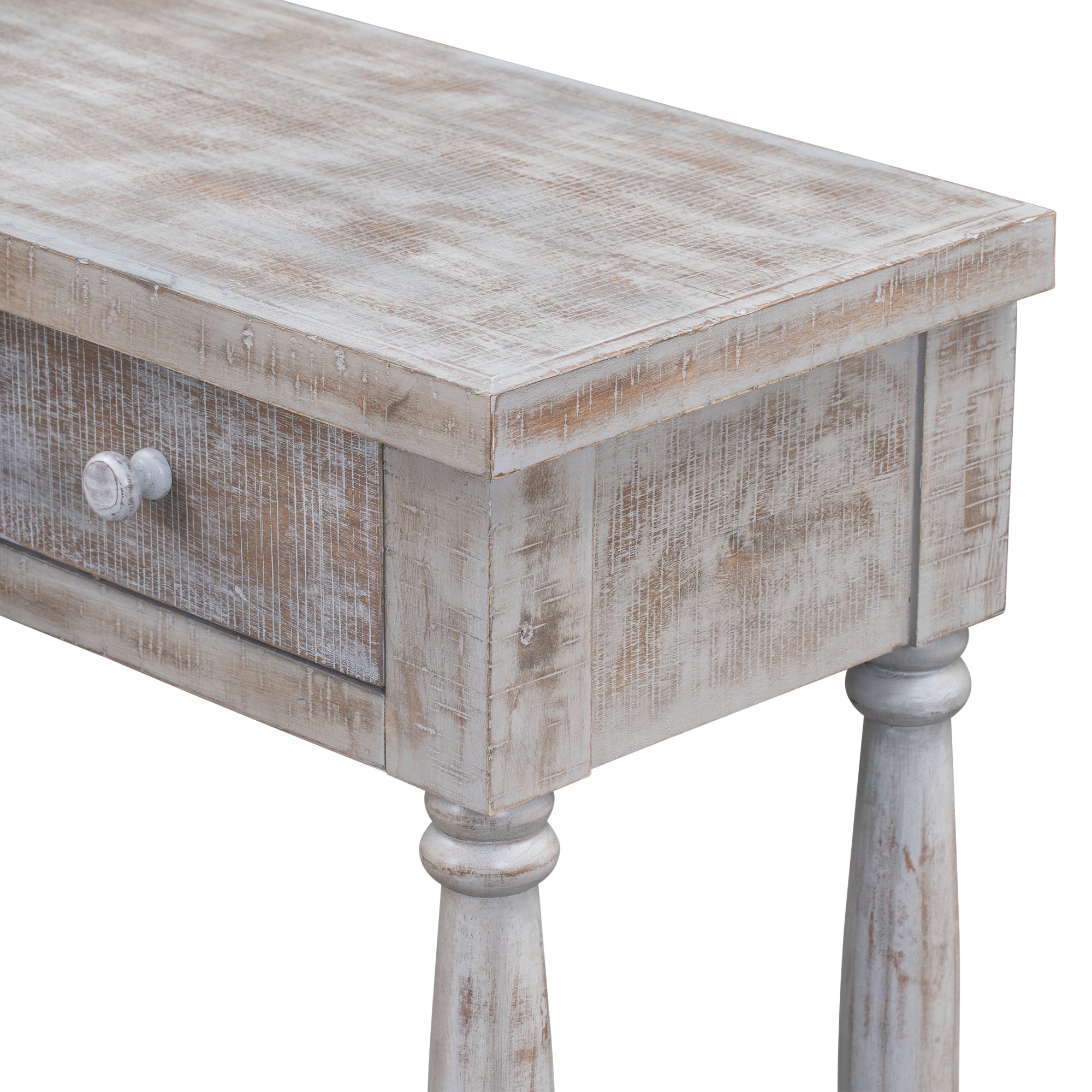 Farmhouse Console Table for Hallway with 4 Front Facing Storage Drawers and 1 Shelf