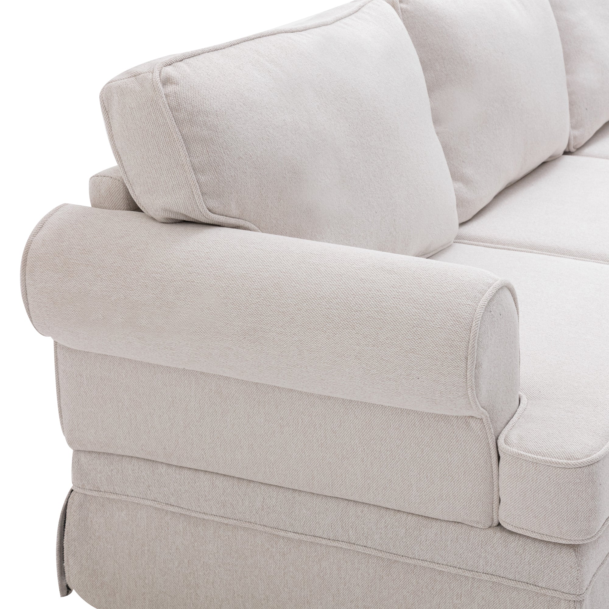 109.4" Fabric Upholstered Modular Sofa Collection, Sectional Couch with removable Ottoman  - Light Beige