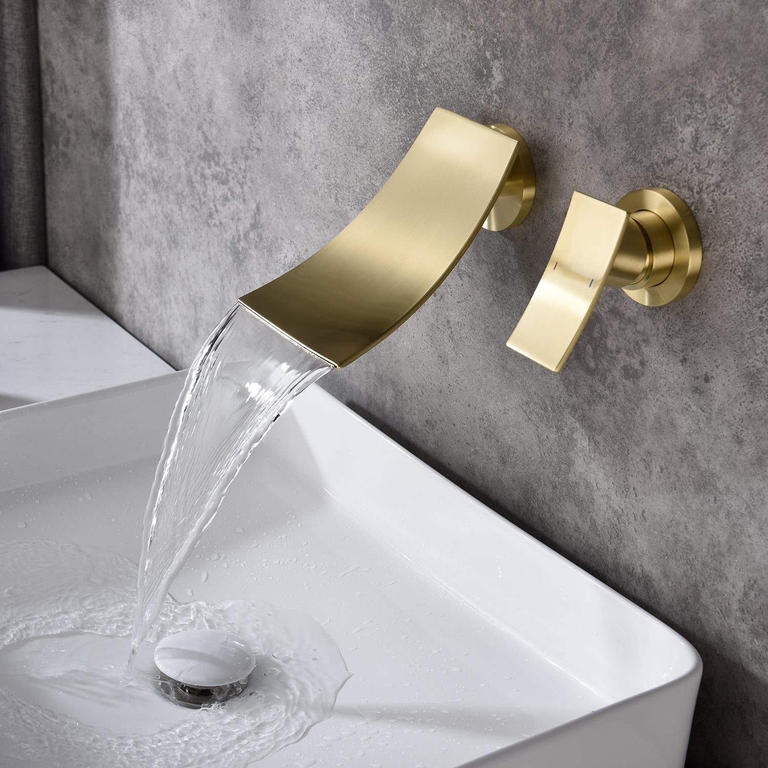 Wall Mount Widespread Bathroom Faucet - Gold