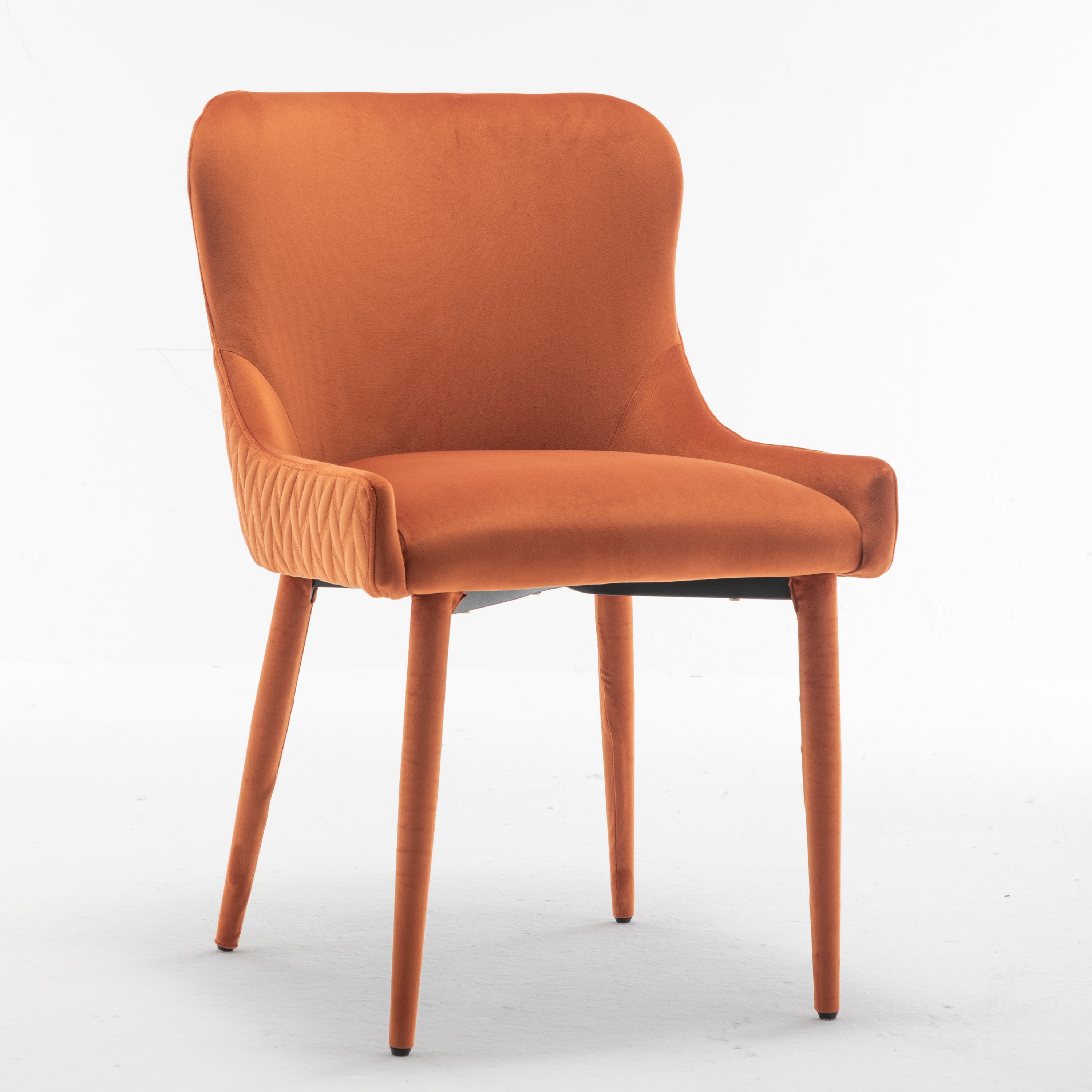 Velvet Dining Chair Flannel Wrapped Metal Leg Chair (Set of 2) - Orange