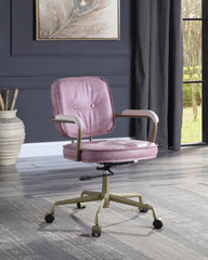 Vintage Office Chair, Top Grain Leather - Pink