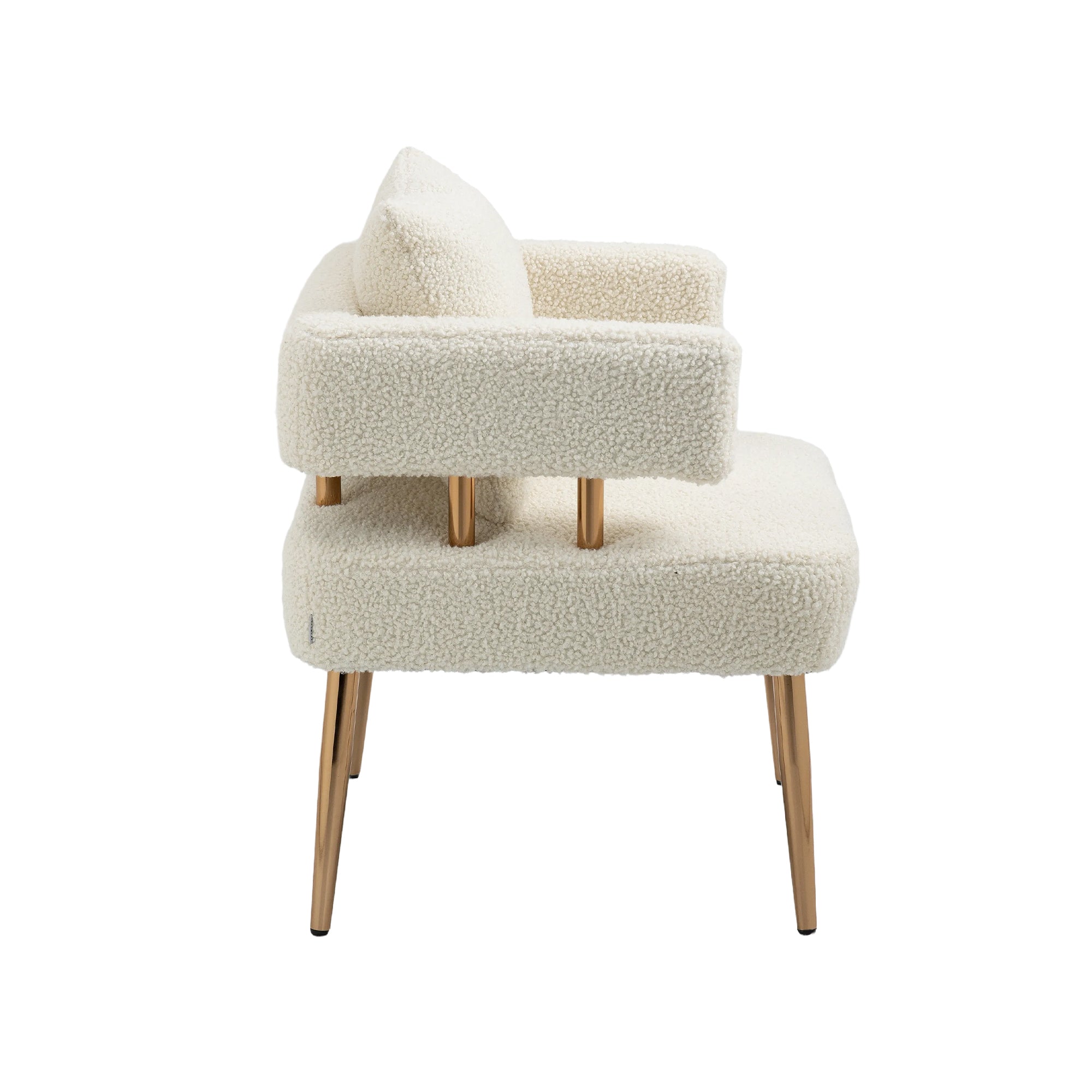 Accent Chair with Golden Feet - White Teddy