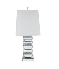 Silver Table Lamp, Mirrored & Faux Diamonds