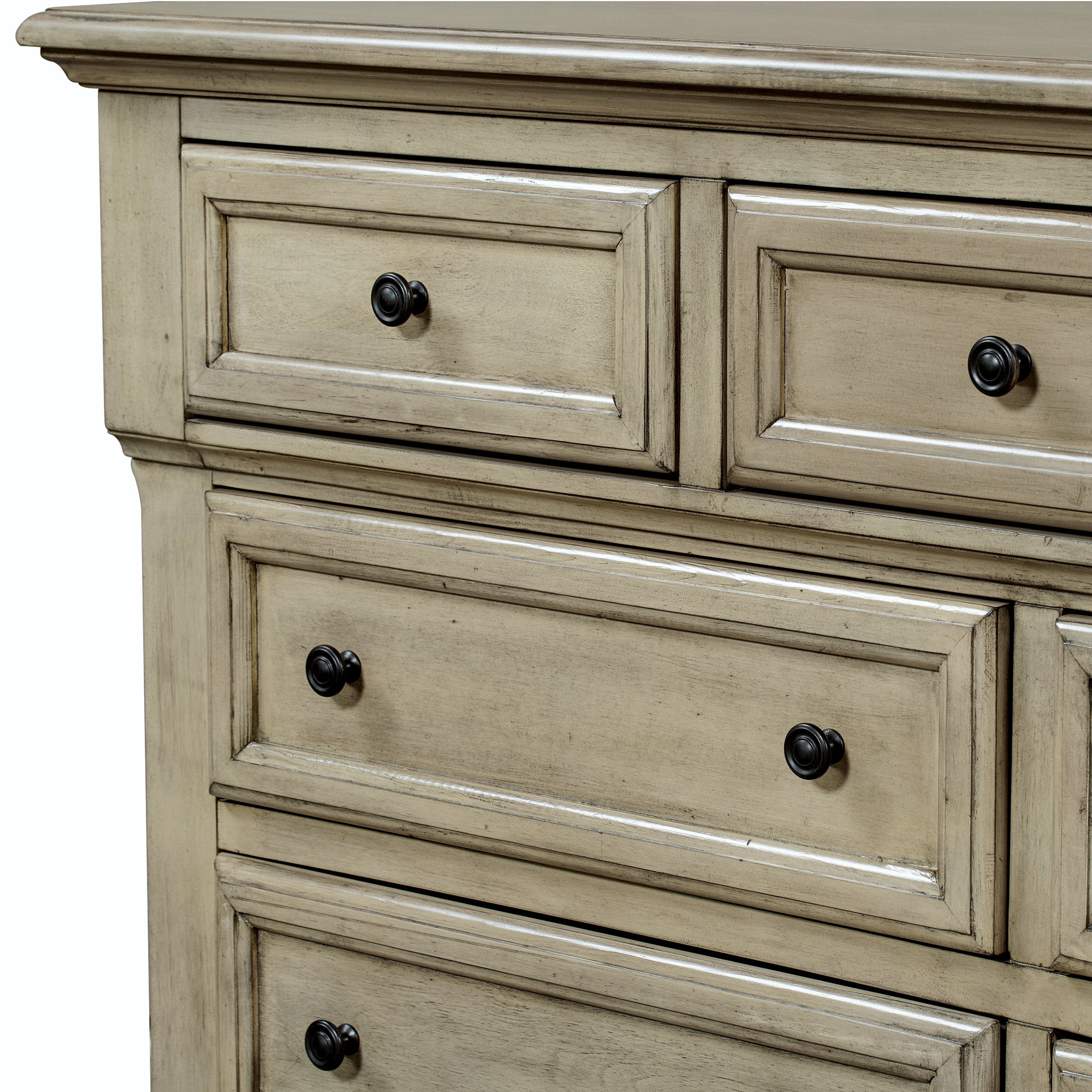 Solid Wood Seven-Drawer Dresser for Nursery, Kid’s Room, Bedroom - Stone Gray