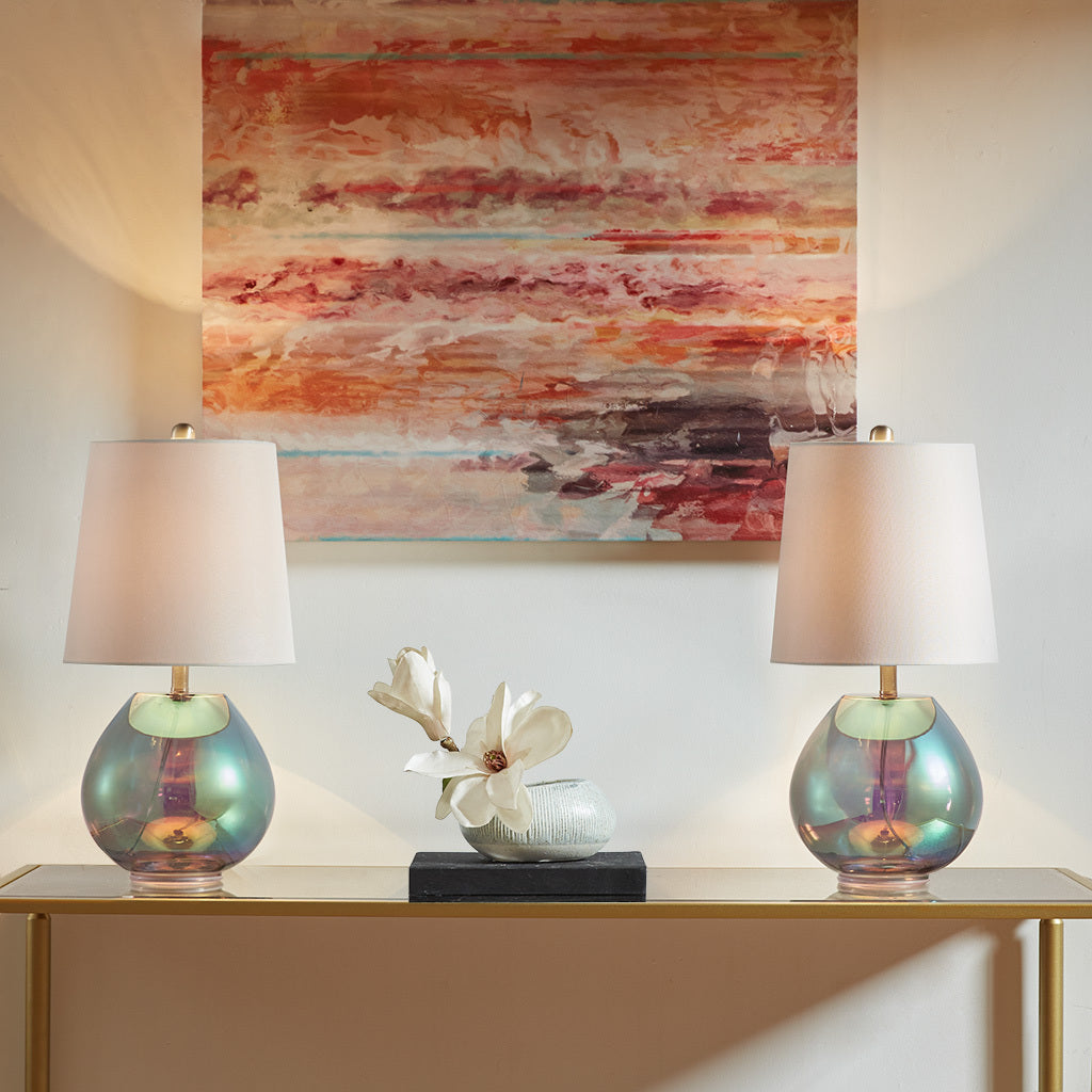 Elegant Iridescent/ White Glass Table Lamp (1 lamp)