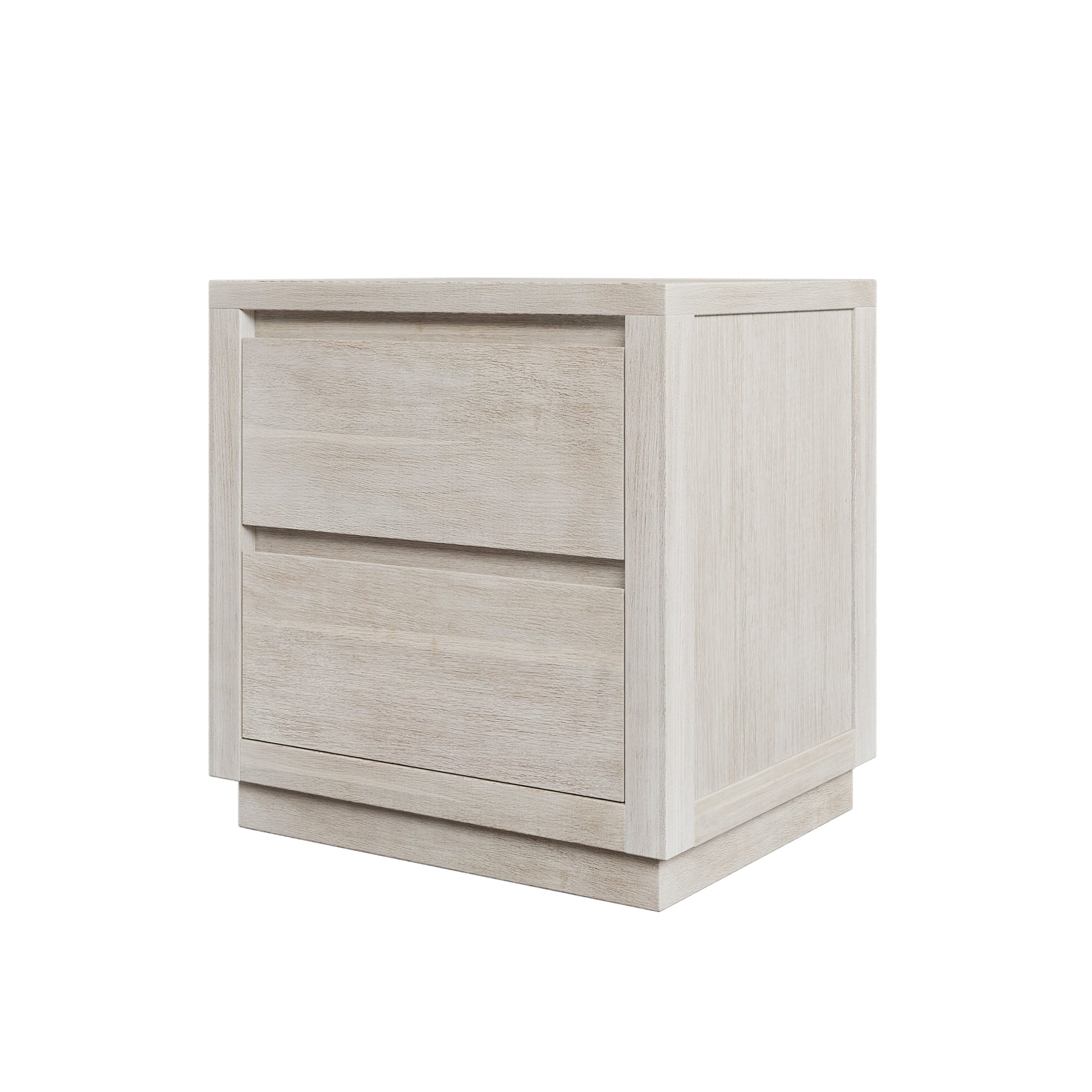 Modern Style Wood Veneer 2-Drawer Nightstand Side Table - Stone Gray