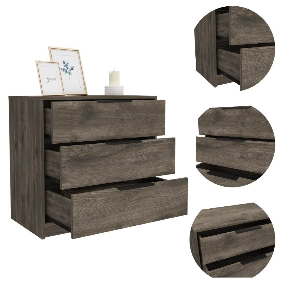 MAICOSY 27.5"W Modern 3 Drawers Dressers Small Closet Bedroom Furniture Brown
