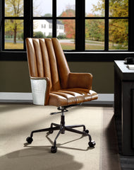 Salvol Office Chair, Sahara Leather & Aluminum - Brown