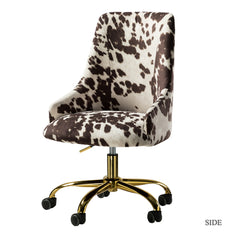 Printed Fabric Office Chair with Foam Cushion - Brown