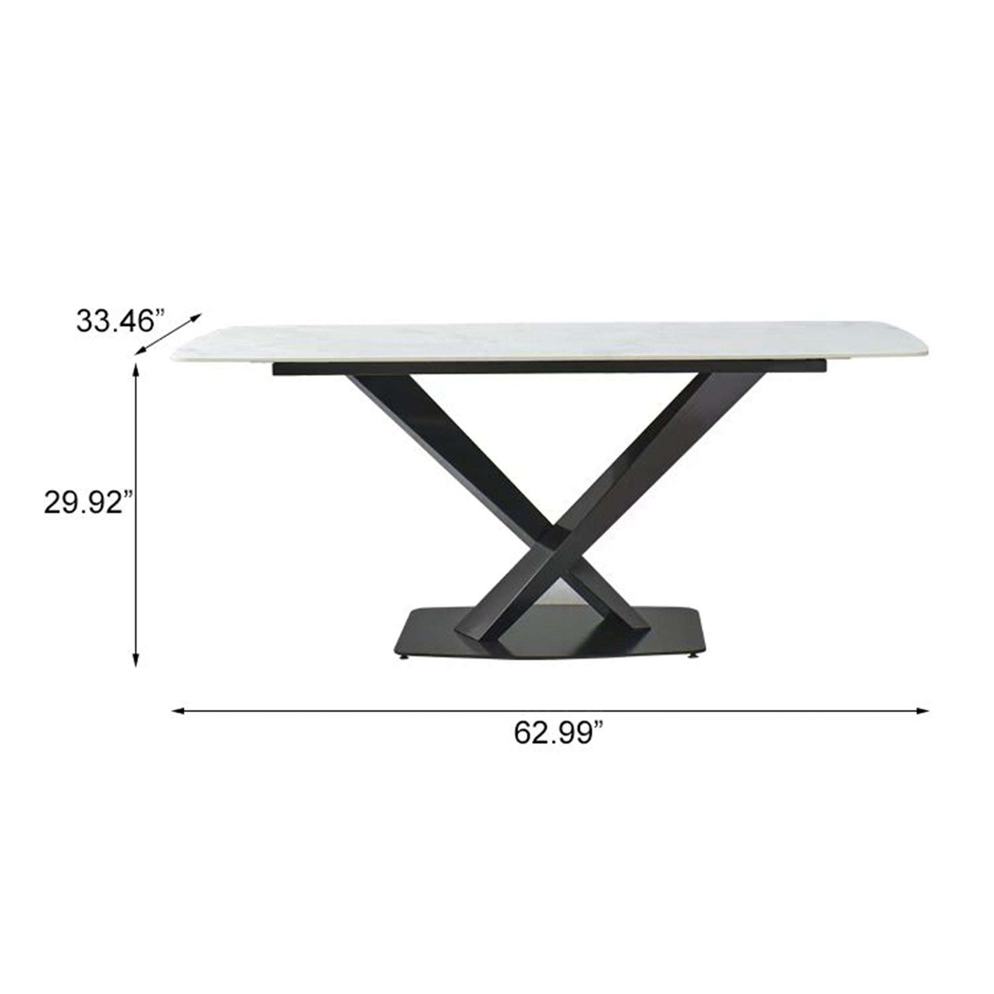 MAICOSY 63" Artificial Stone Dining Table Rectangular Black Metal Frame Leg (chairs not included)