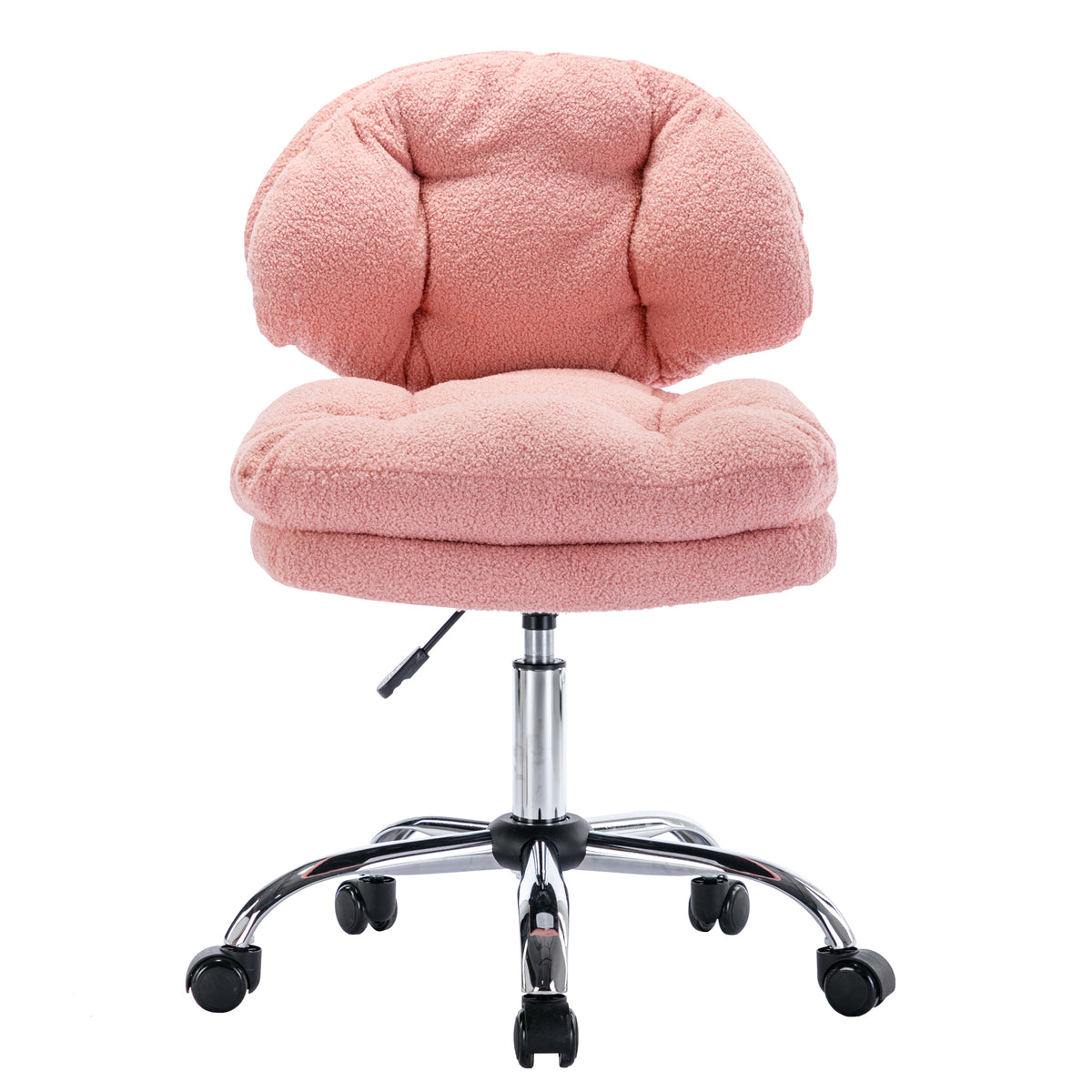 Teddy Velvet Pink Home Office Chair Bling Desk Adjustable Height Rolling Wheels - Pink