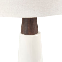 Tristan Triangular Ceramic and Wood Table Lamp