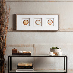 Real Stone Framed Glass and Double Matted Wall Art - Natural Agate