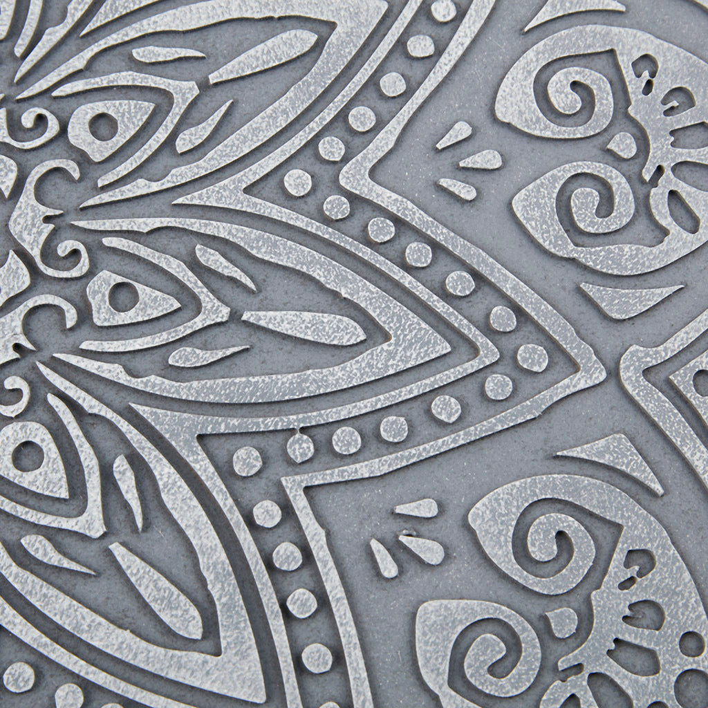 Grey Medallion Carved Wood Round Wall Decor