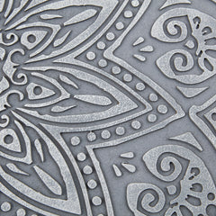 Grey Medallion Carved Wood Round Wall Decor