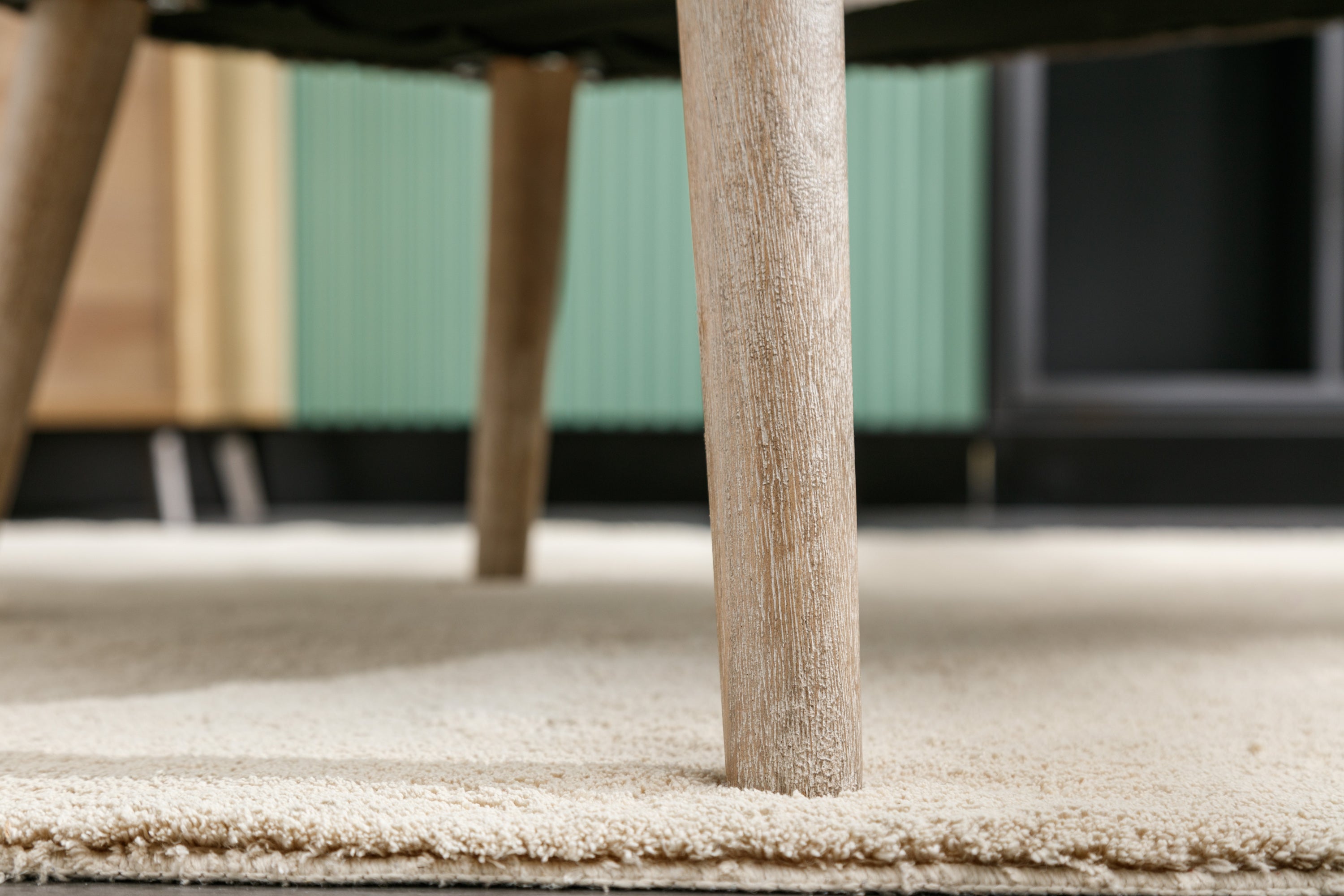 Teddy Fabric Button Accent Slipper Chair With Wooden Legs - White