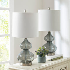 Curved Glass Table Lamp (Set of 2) - Grey