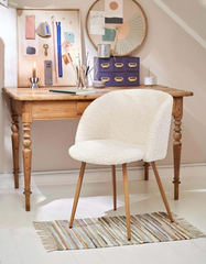 Teddy Faux Fur Dining Armrest Chair (Set of 2) - Off White