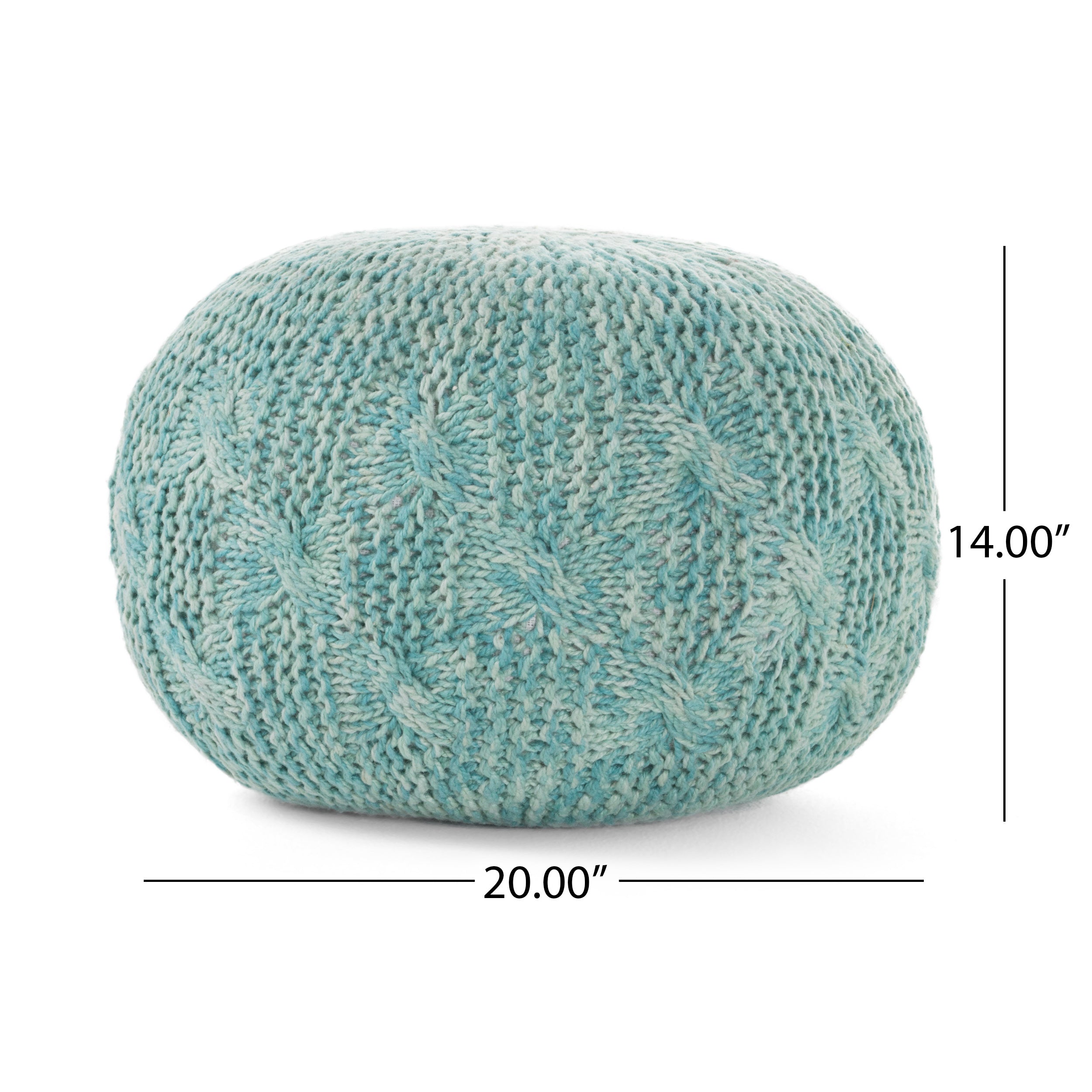 Handcrafted Modern Fabric Weave Pouf - Aqua Blue