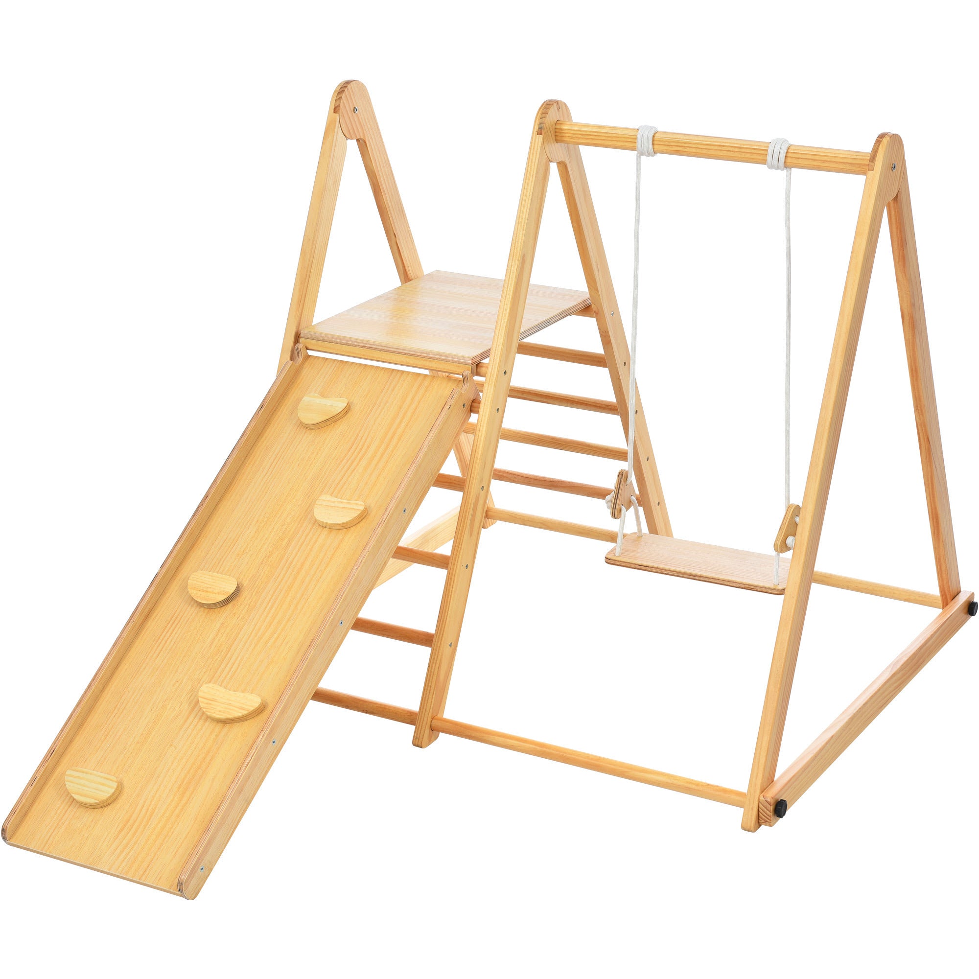 Wooden Swing and Slide Set Indoor Foldable Climbing Playground Play set for Kids/Toddlers