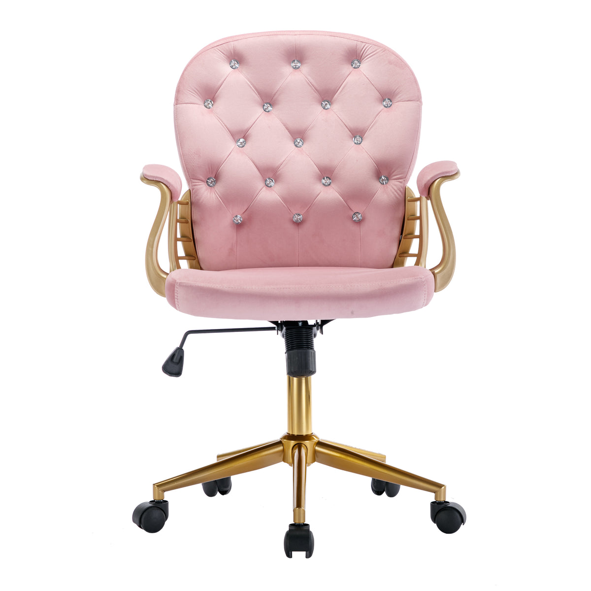 Velvet Home Office Chair with Wheels - Pink