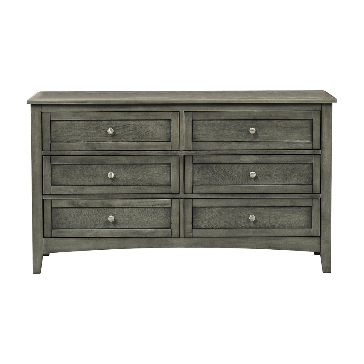 Cool Gray Finish Transitional Style 1pc Dresser of 6x Drawers Birch Veneer Wooden