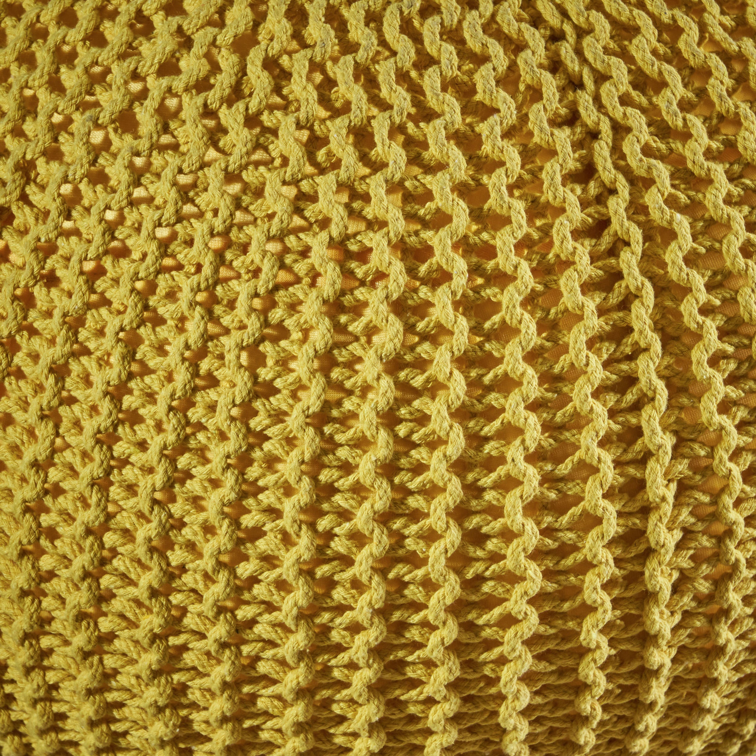 Cotton Knitted Pouf - Yellow