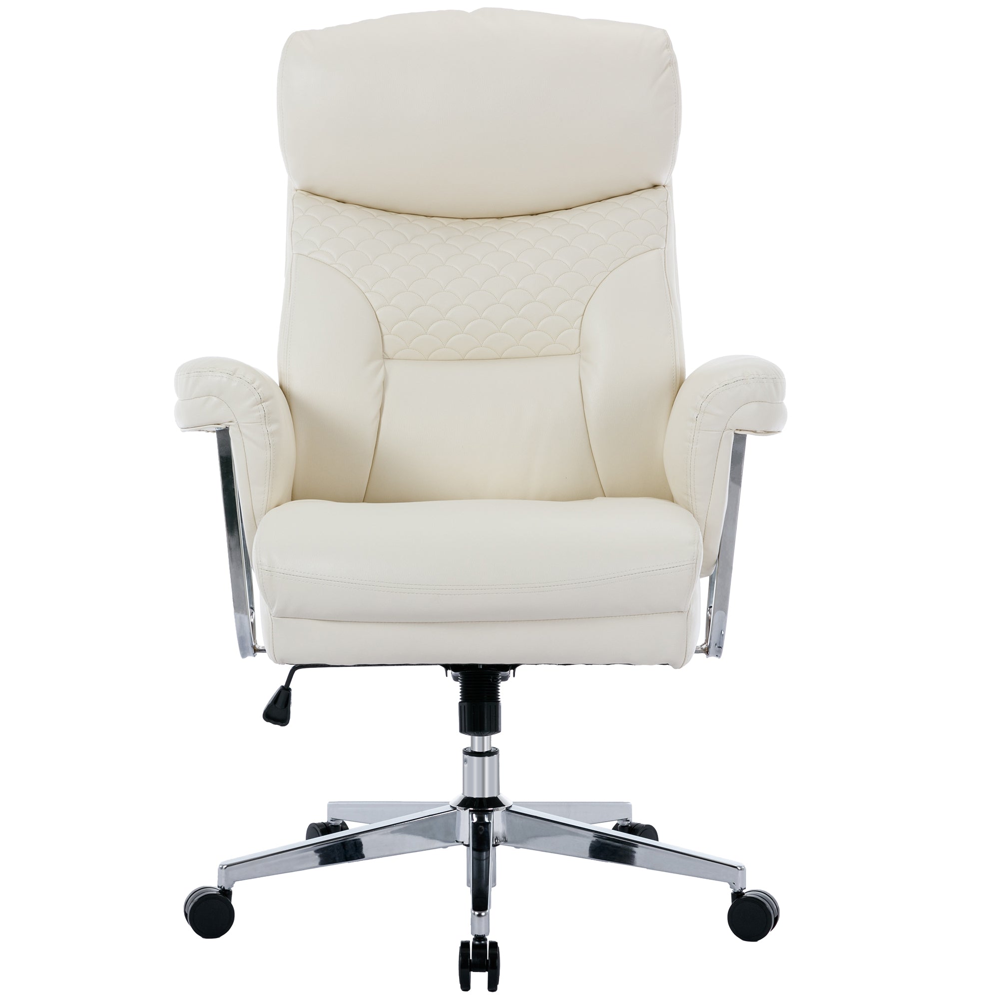 High Back Executive Office Chair 300lbs-Ergonomic Leather Computer Desk Chair - White