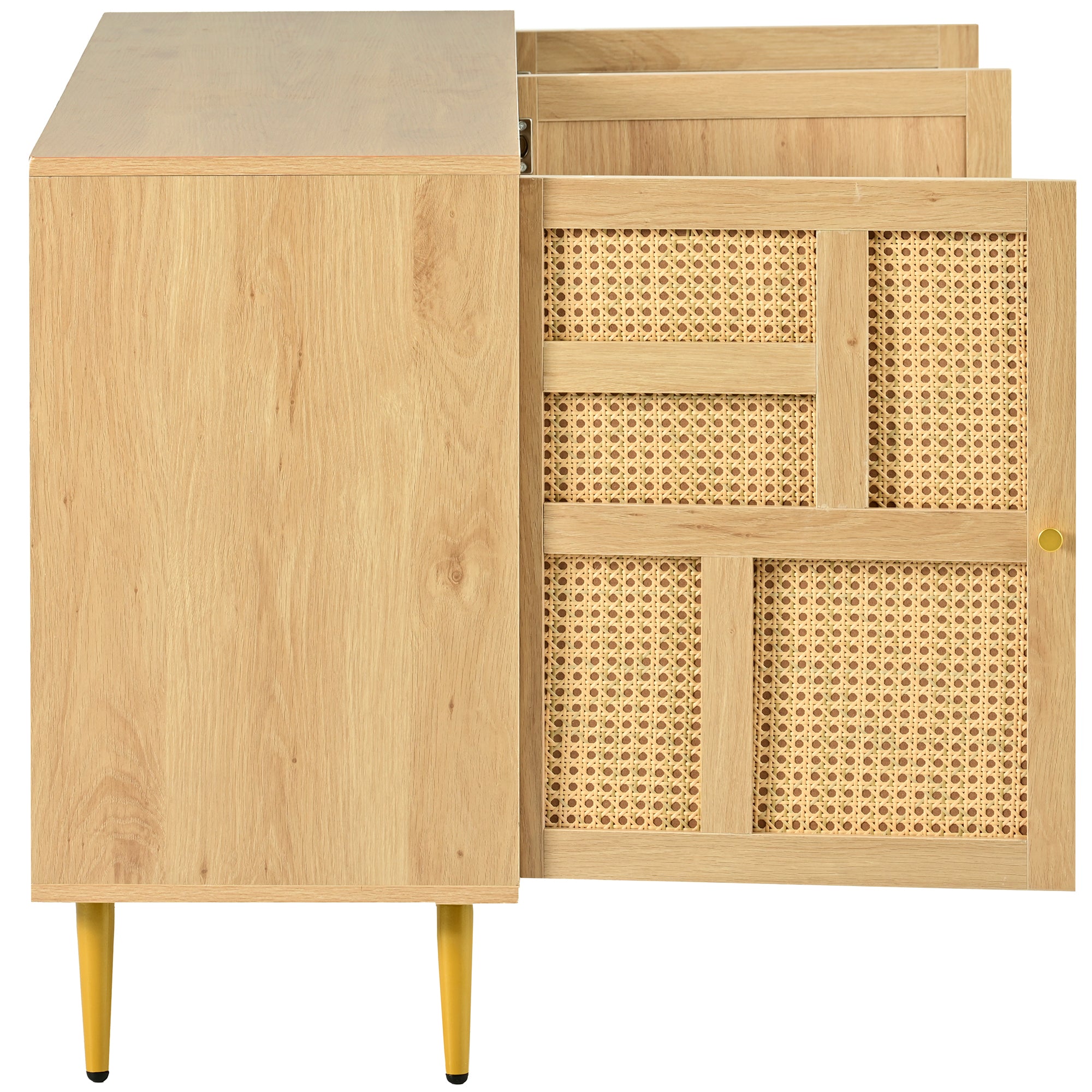 Rattan Cabinet with Adjustable Shelves and Storage