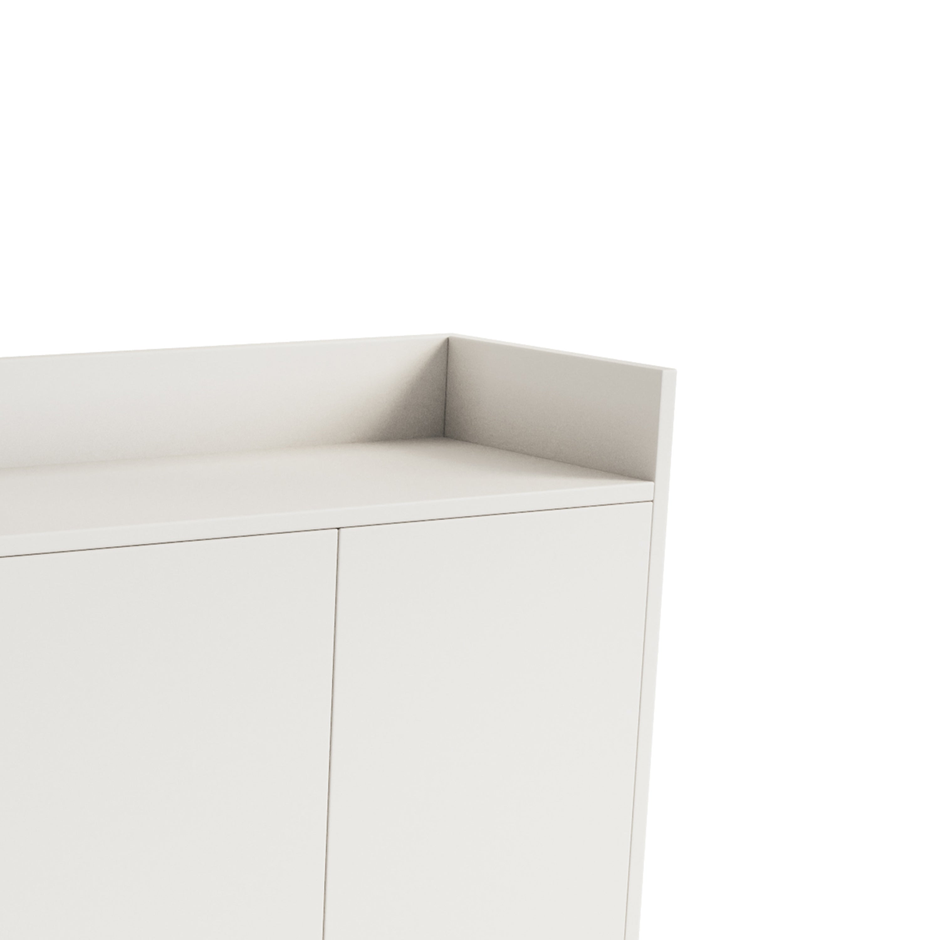 Stylish and Functional 4-Door Storage Cabinet with Square Metal Legs and Particle Board Material - White