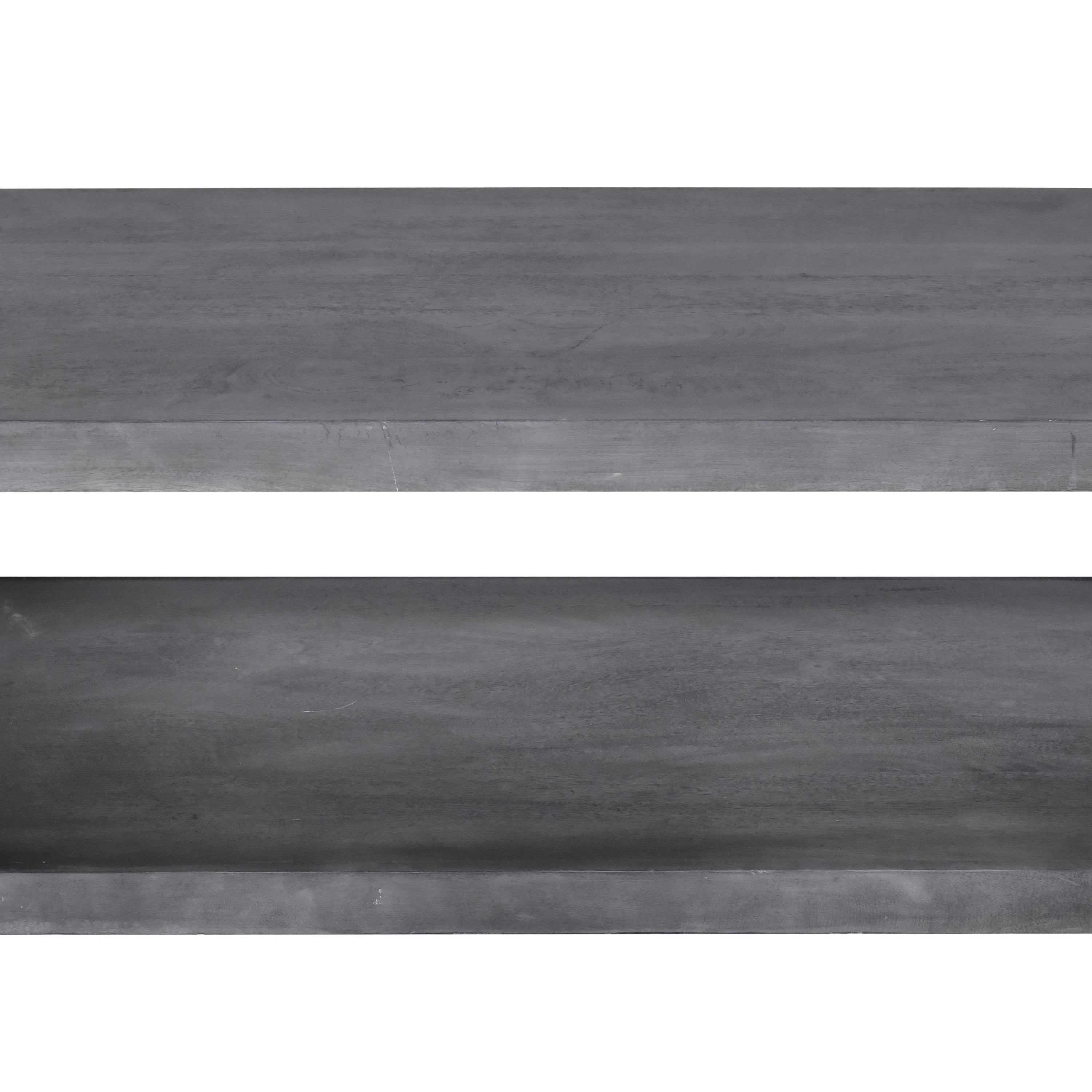 58" Cube Shape Wooden Coffee Table with Open Bottom Shelf - Charcoal Gray