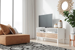 Two-tone Contemporary TV Stand - Brown + White