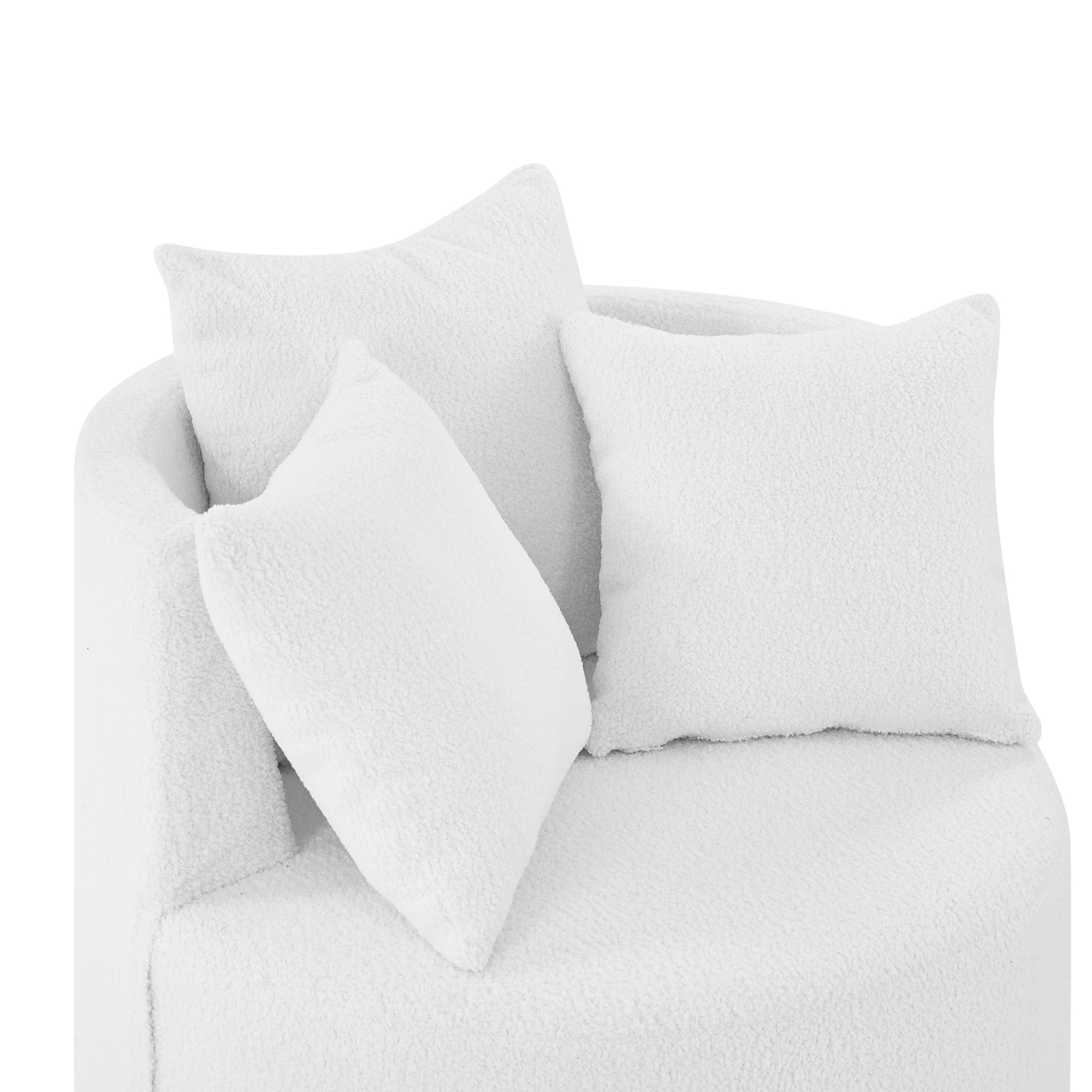 Teddy Fabric Swivel Accent Backchair Upholstered Luxury Lounge Chair with Movable Wheels, Including 3 Pillows - White