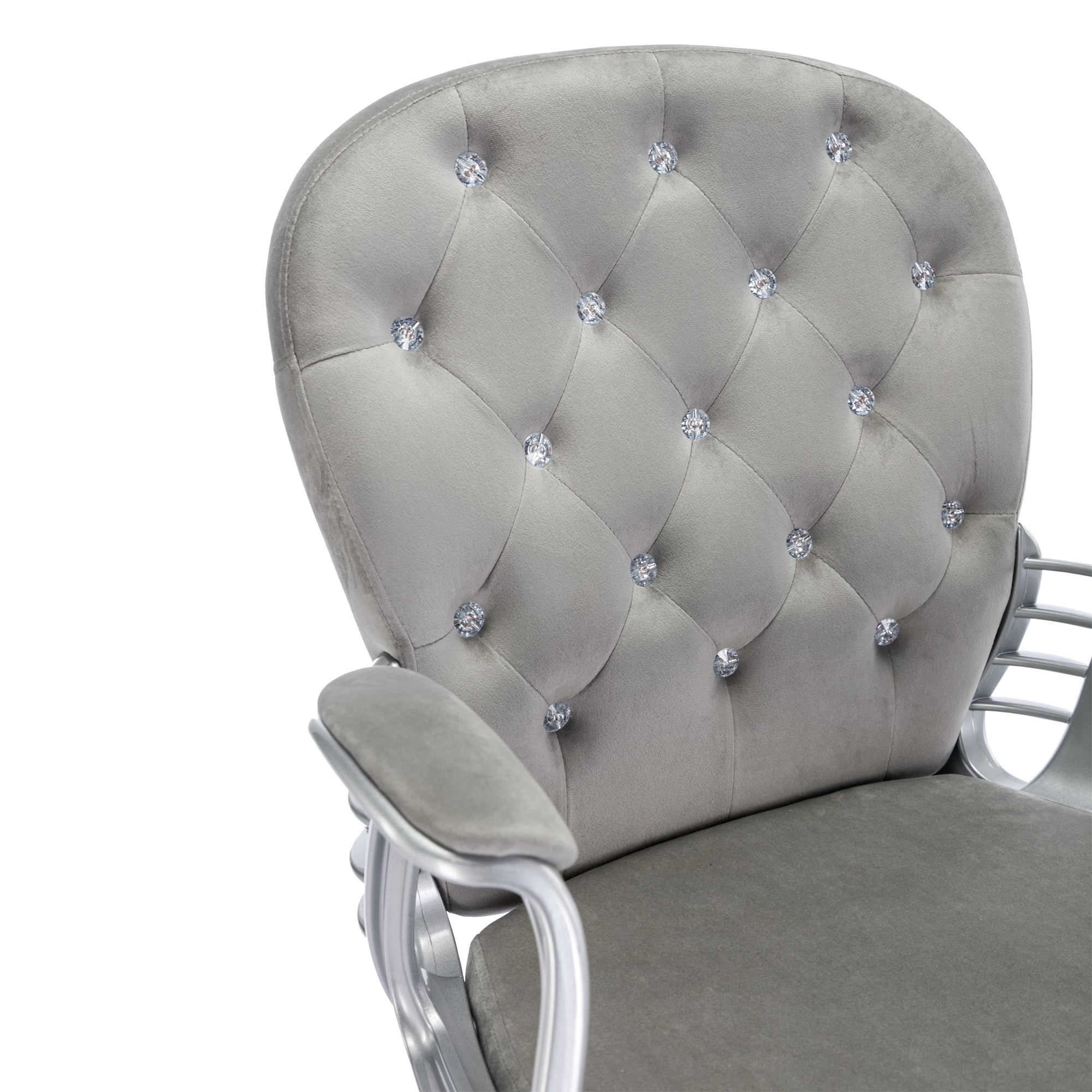 Velvet Home Office Chair with Wheels with Side Arms and Wheels 360° - Grey