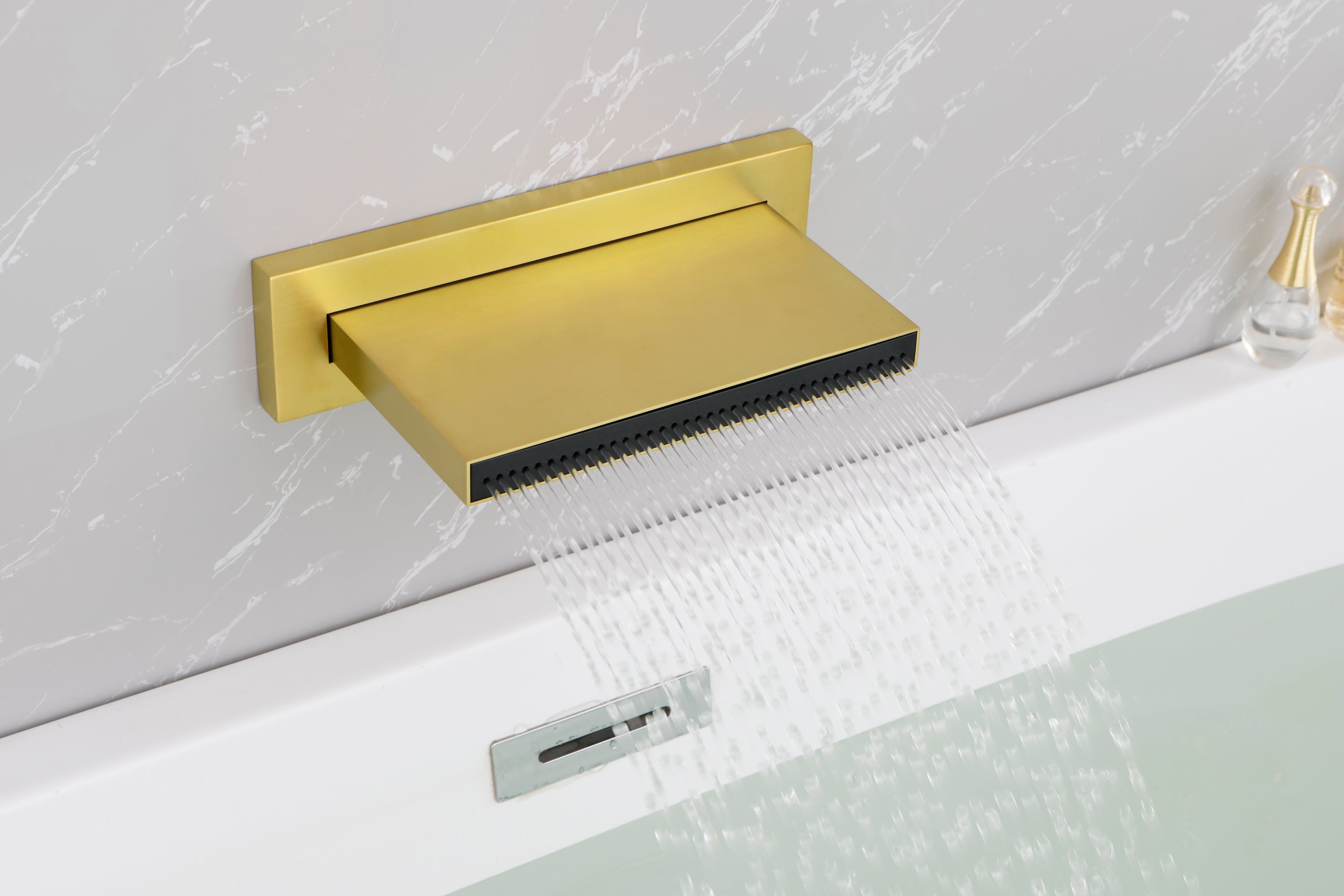 Shower Waterfall Tub Faucet Wall Mount Tub Filler Spout For Bathroom sink High Flow Cascade Waterfall - Gold