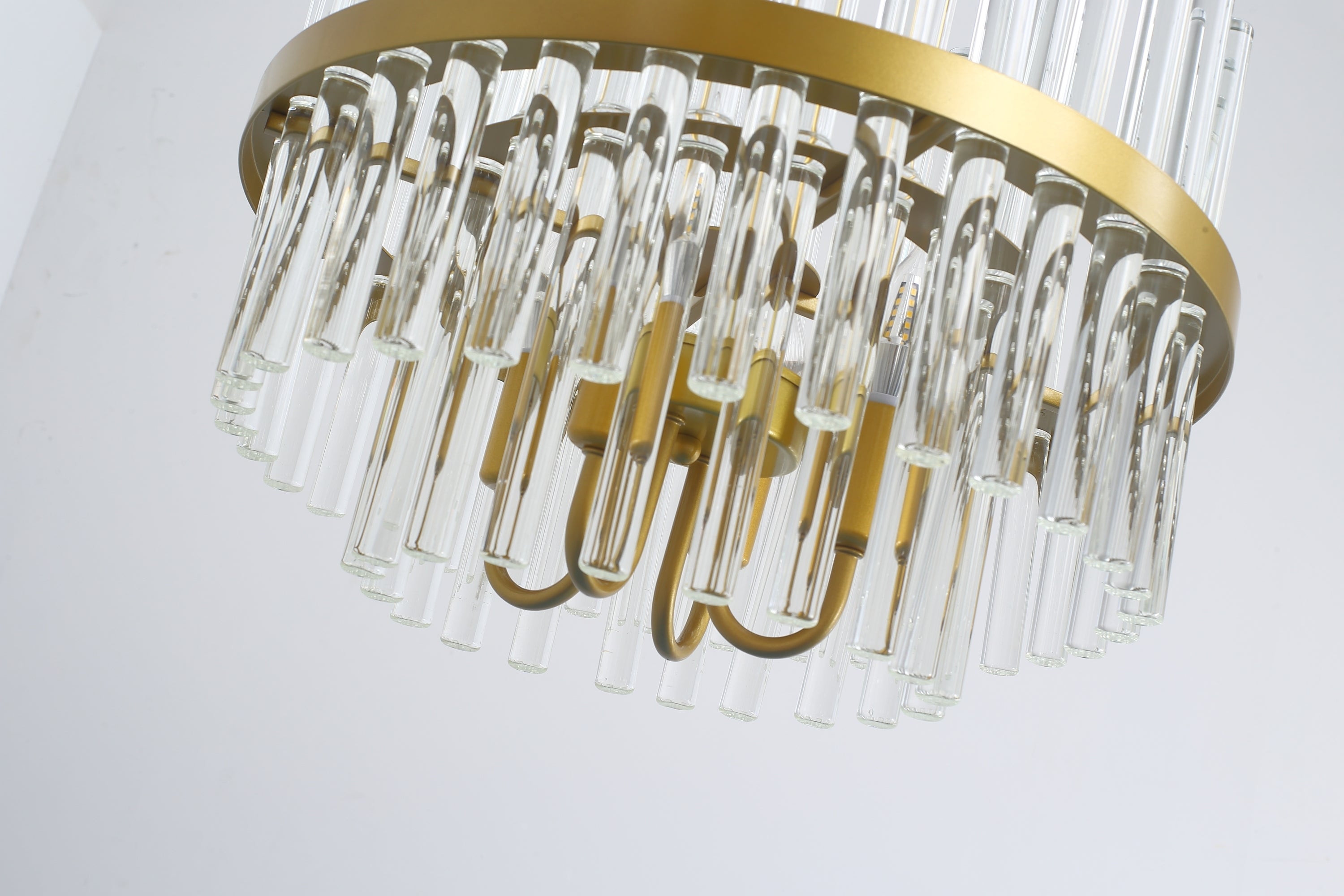 Modern American Cylindrical Crystal Chandelier-4 bulbs -E12 lamp holder