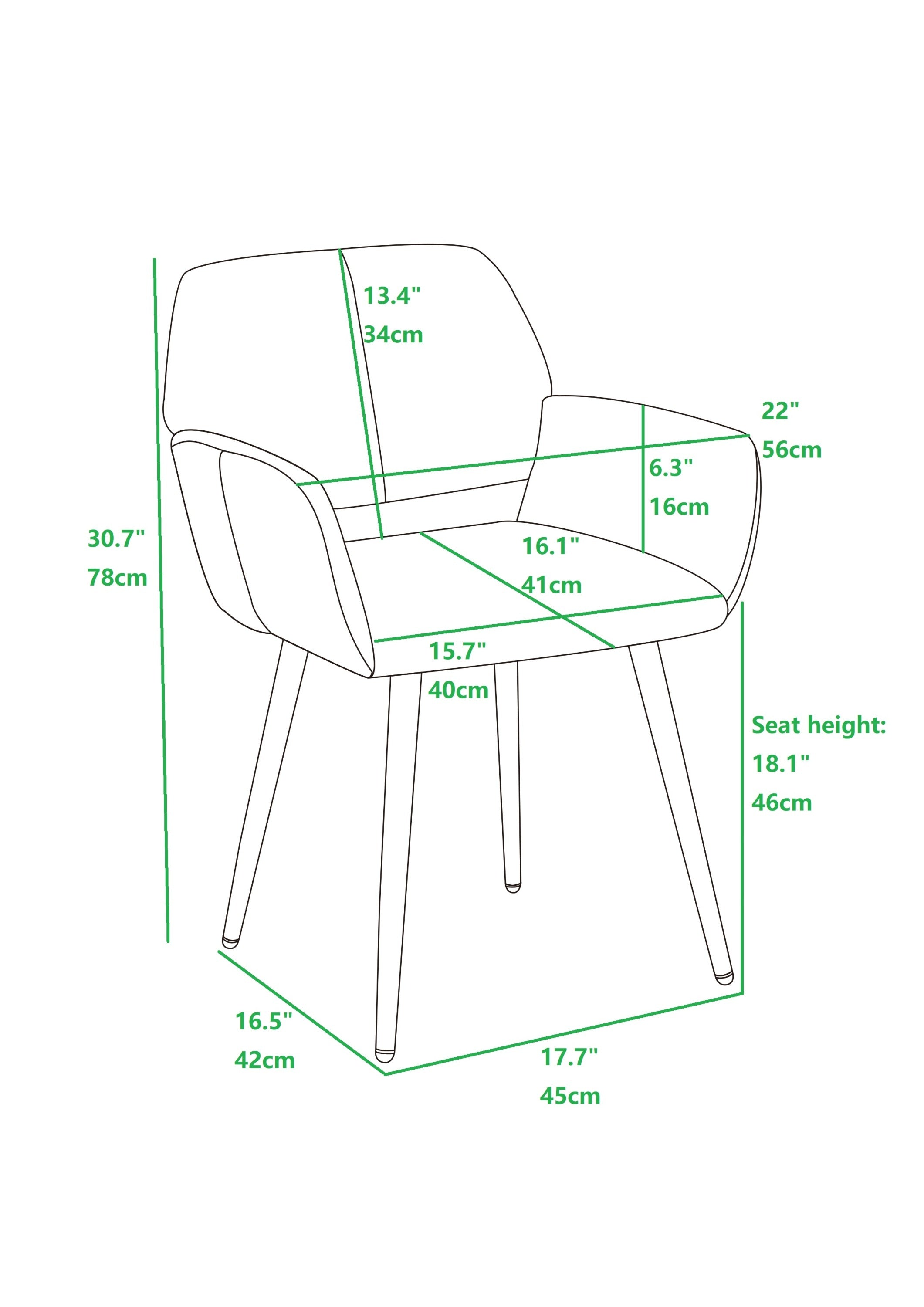 Velvet Dining Chair with Metal Leg - Green + Beech Wooden Printing Leg