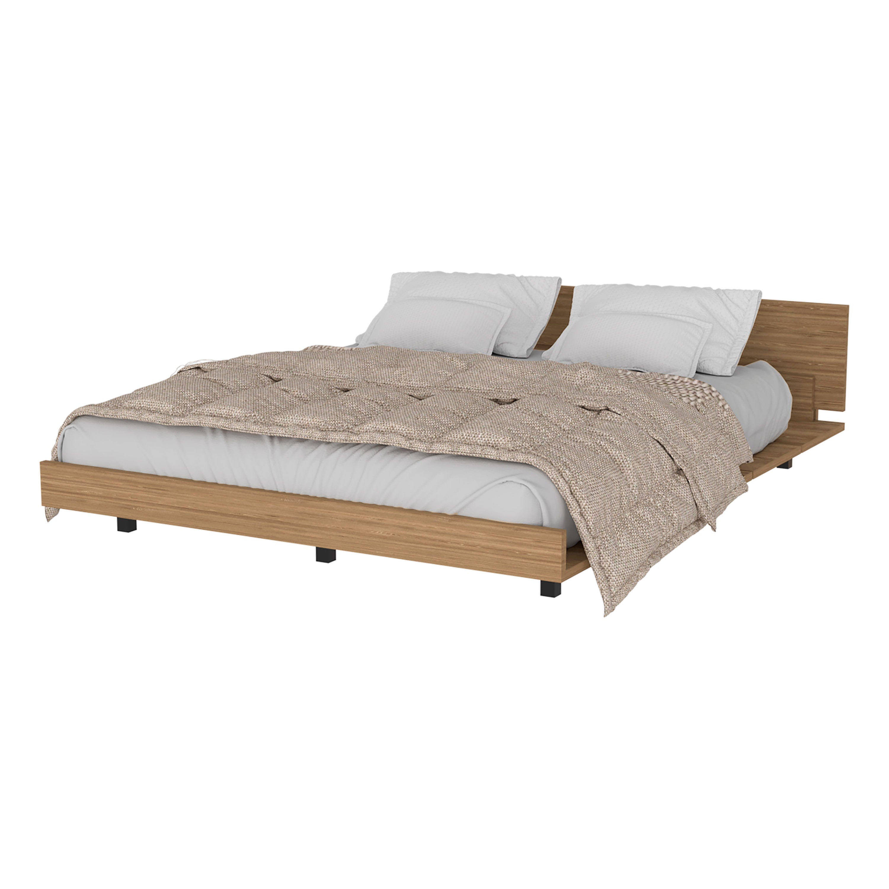Modern Queen Bed Frame Pine - Beige