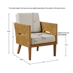 Blake Handcrafted Rattan Upholstered Accent Arm Chair - Natural