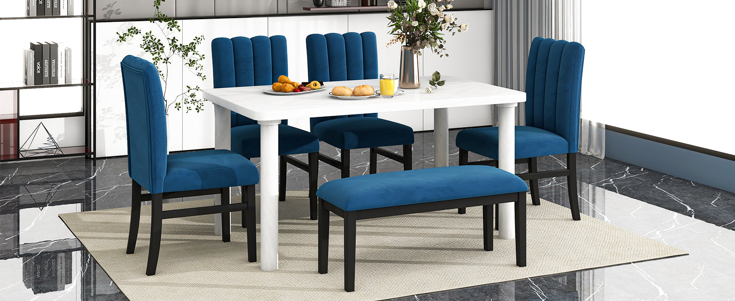 Dining Set Marble Veneer