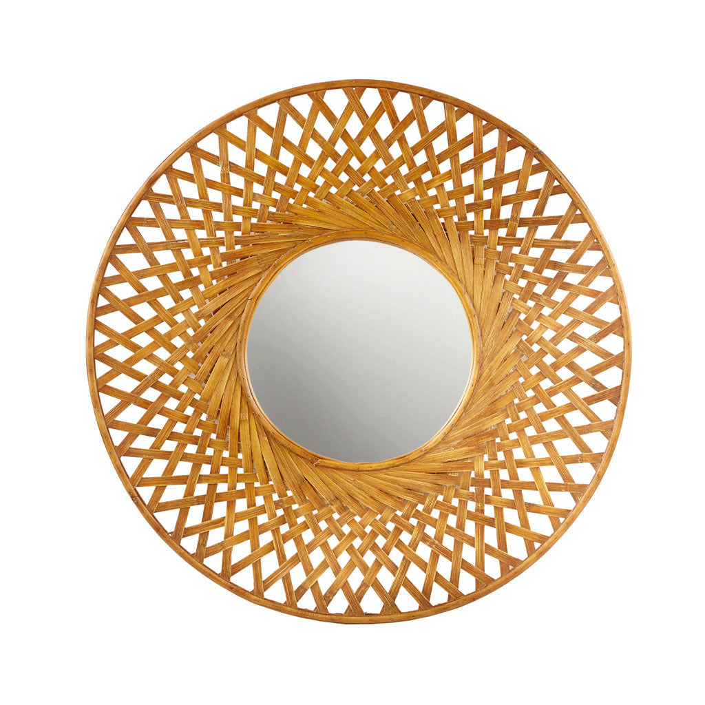 Reed Round Bamboo Wall Decor Mirror - Natural