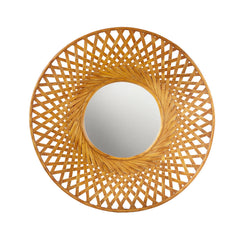 Reed Round Bamboo Wall Decor Mirror - Natural