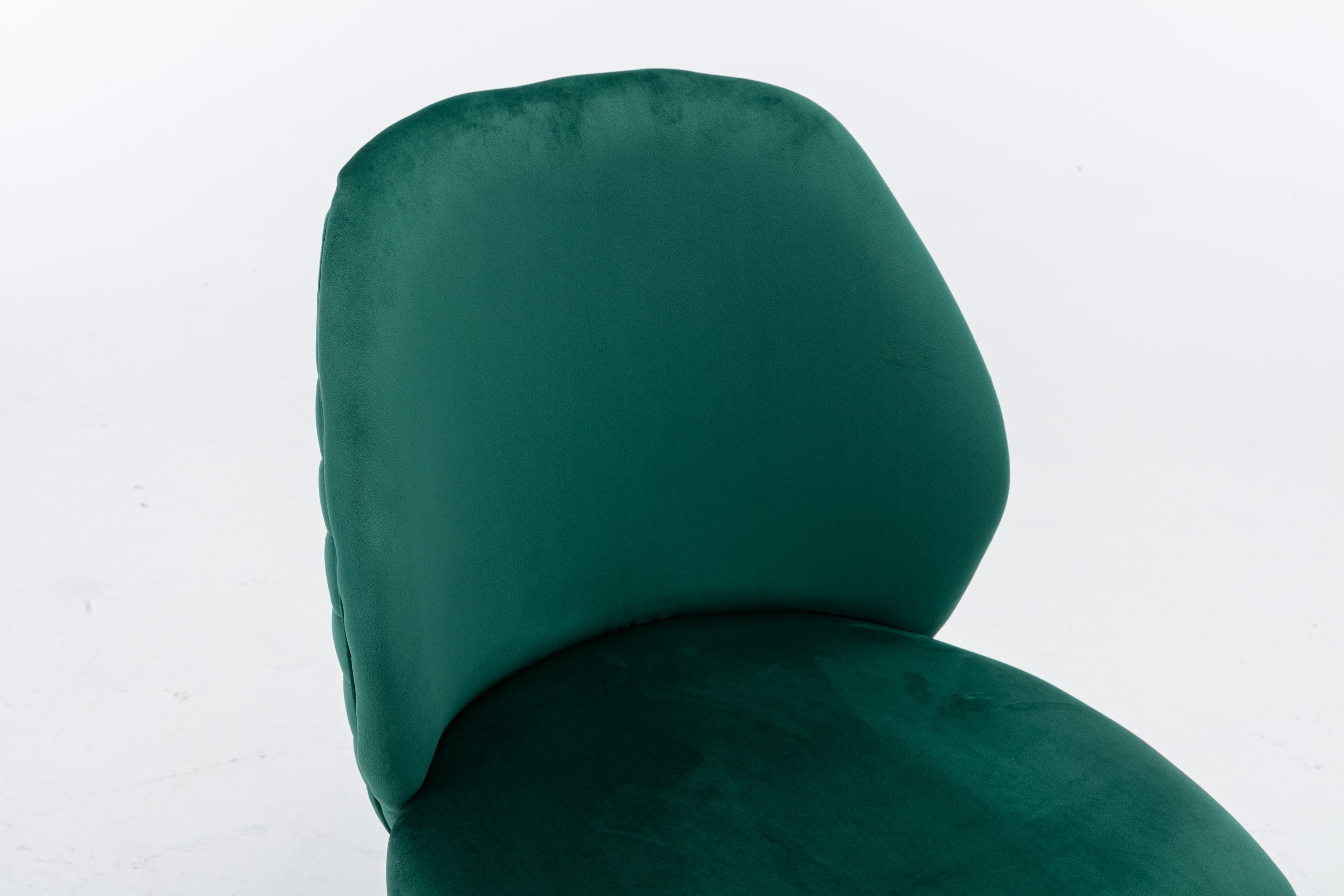 Modern Woven Velvet Upholstered Dining Chairs with Barrel Backrest and Gold Metal Legs (Set of 2) - Green