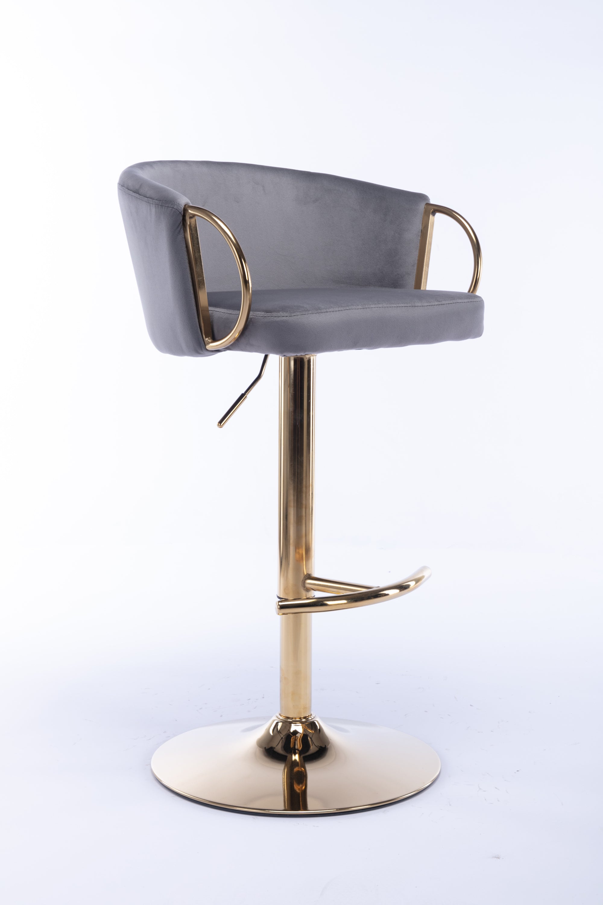 Bar Stools with Chrome Footrest and Base Swivel Height Adjustable Golden - Grey